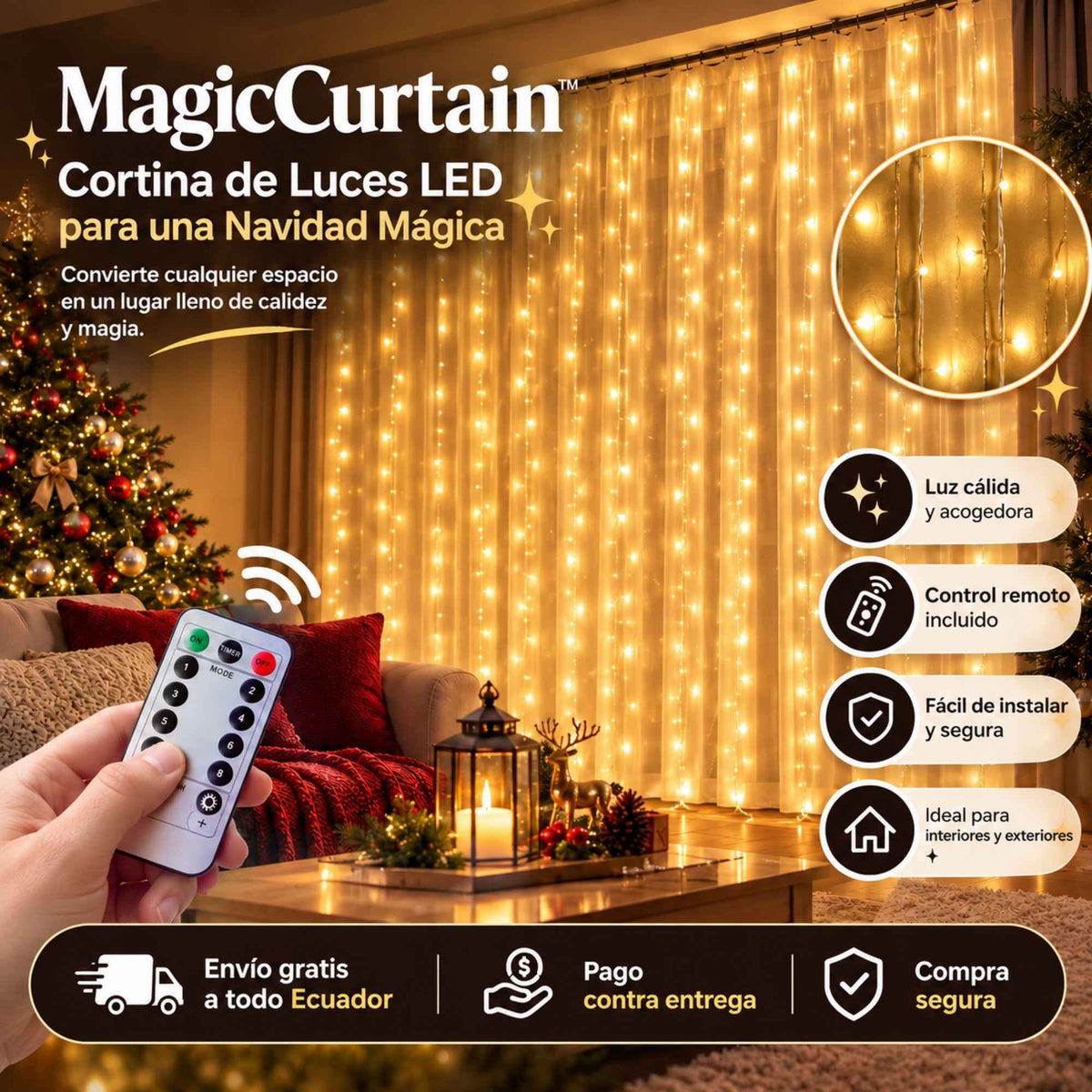 MagicCurtain™ | Cortina de Luces LED para una Navidad Mágica