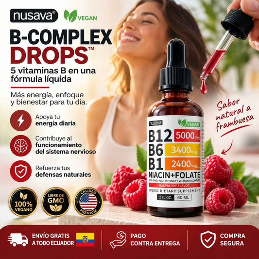 Nusava B-Complex Drops™ | 5 vitaminas B en una fórmula líquida