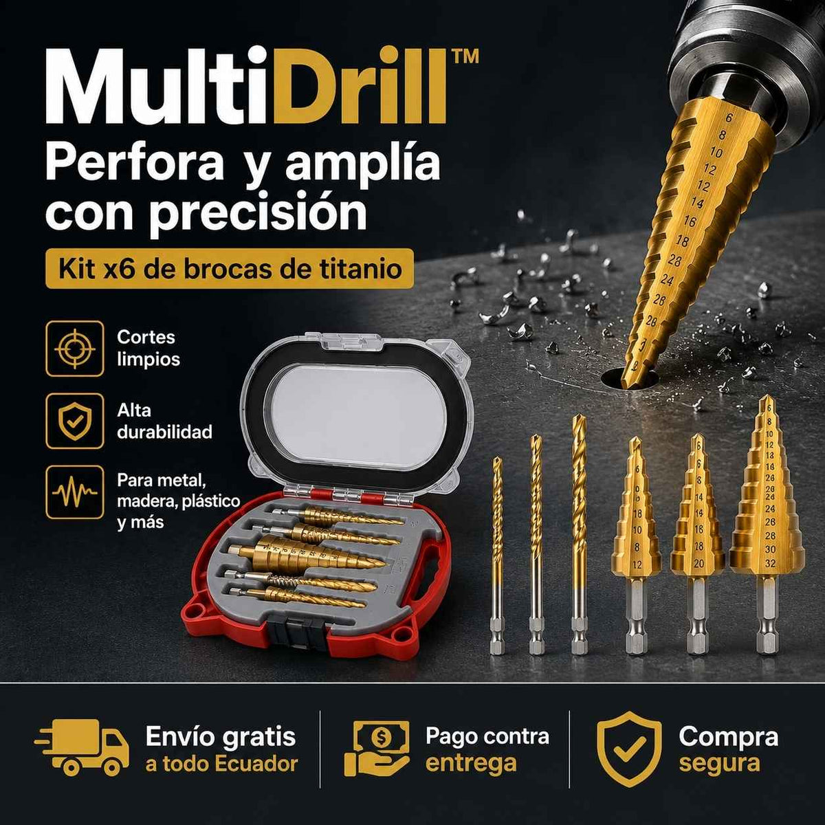 MultiDrill™️ – Kit x6 para Perforar y Ampliar Orificios con Precisión